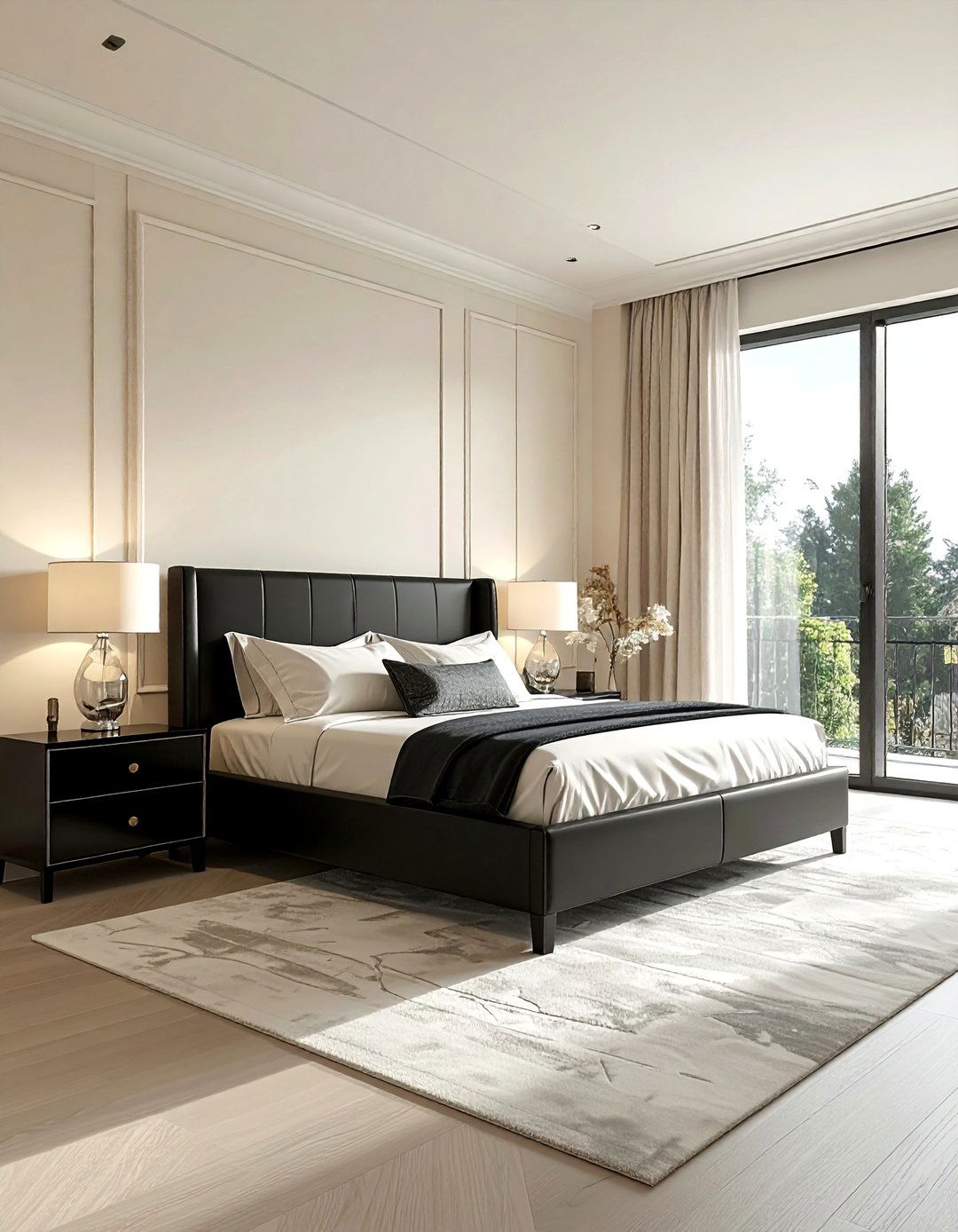 Black Furniture in a Cream Bedroom - 35 Cream and Black Bedroom Ideas for Elegant Style