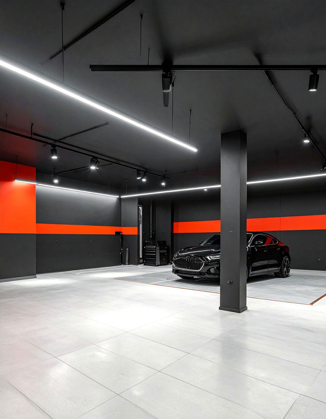 Black Garage Ceiling with Track Lighting - 25 Black Garage Ideas for a Stylish Utility Space