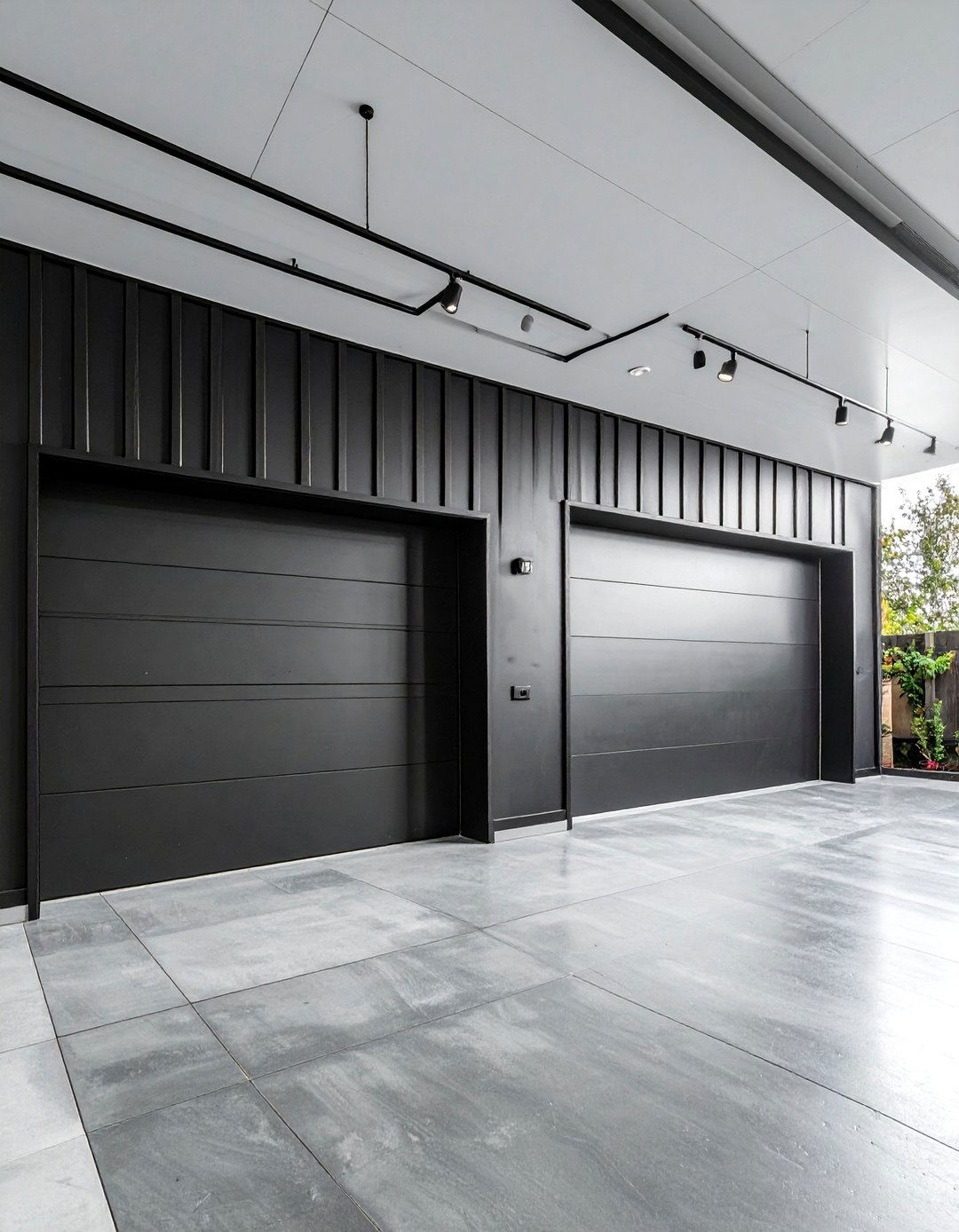 Black Garage with Galvanized Steel Accents - 25 Black Garage Ideas for a Stylish Utility Space