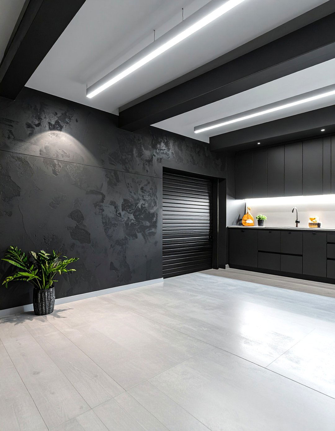 Black Garage with a Textured Wall Finish - 25 Black Garage Ideas for a Stylish Utility Space