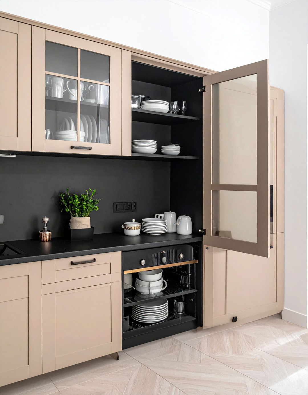Black Interior Cabinet Paint - 20 Black and Beige Kitchen Ideas for a Timeless Design