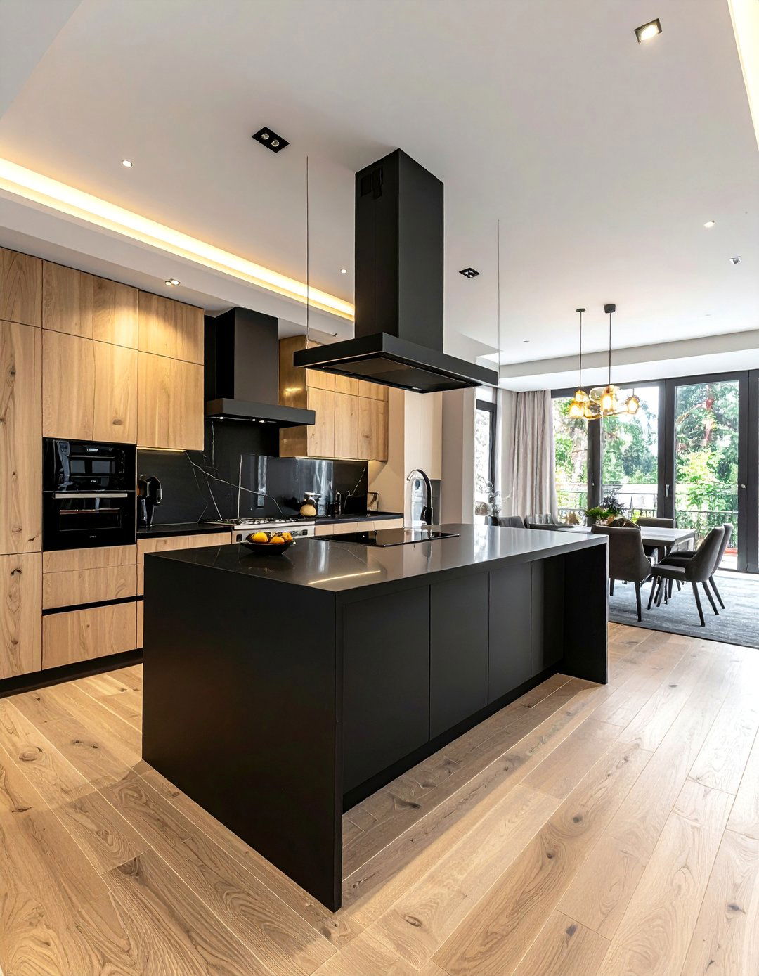 Black Kitchen Island with Beige Perimeter Cabinets - 20 Black and Beige Kitchen Ideas for a Timeless Design