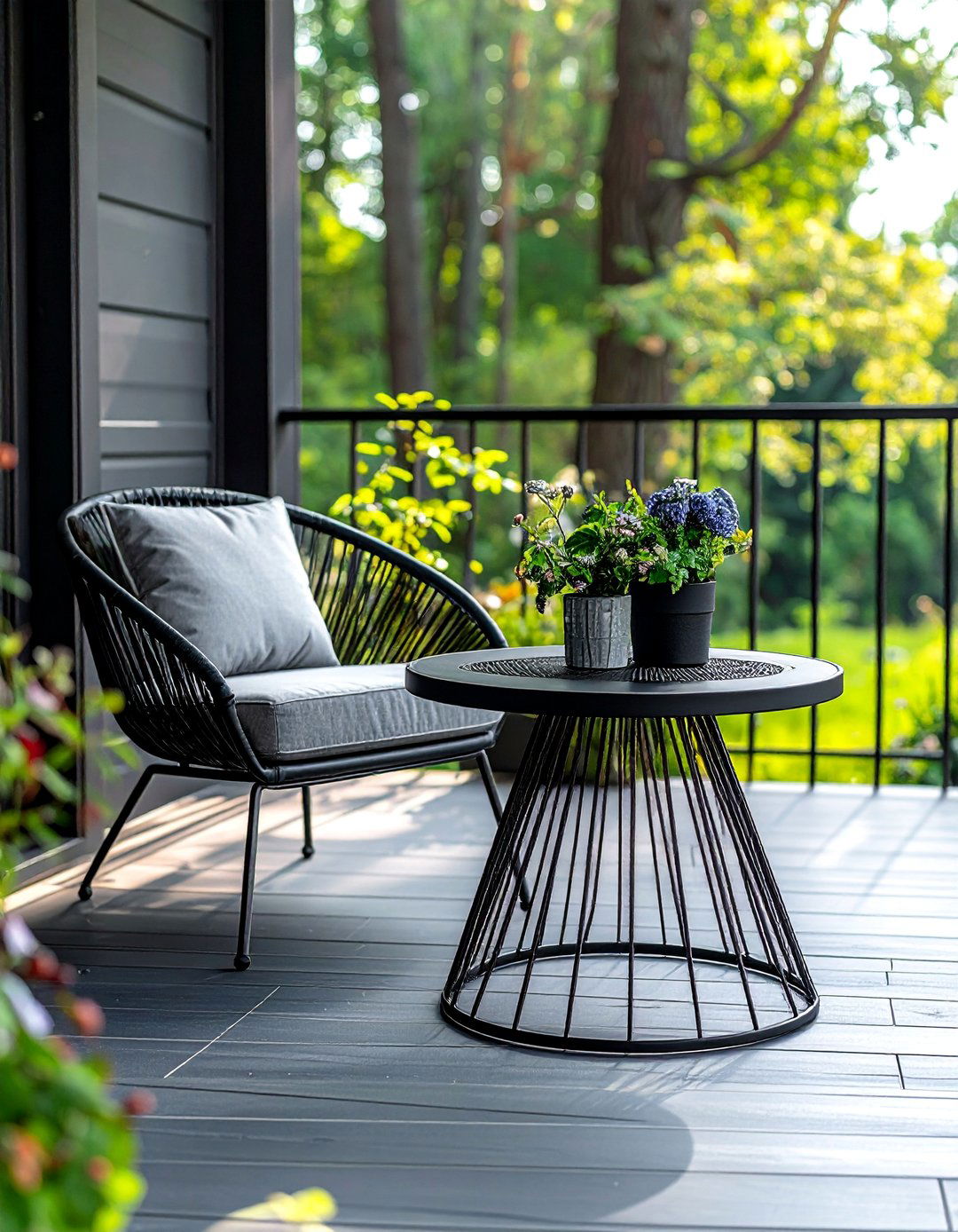 Black Metal Porch Accent Table - 15 Black Porch Ideas to Elevate Your Outdoor Space