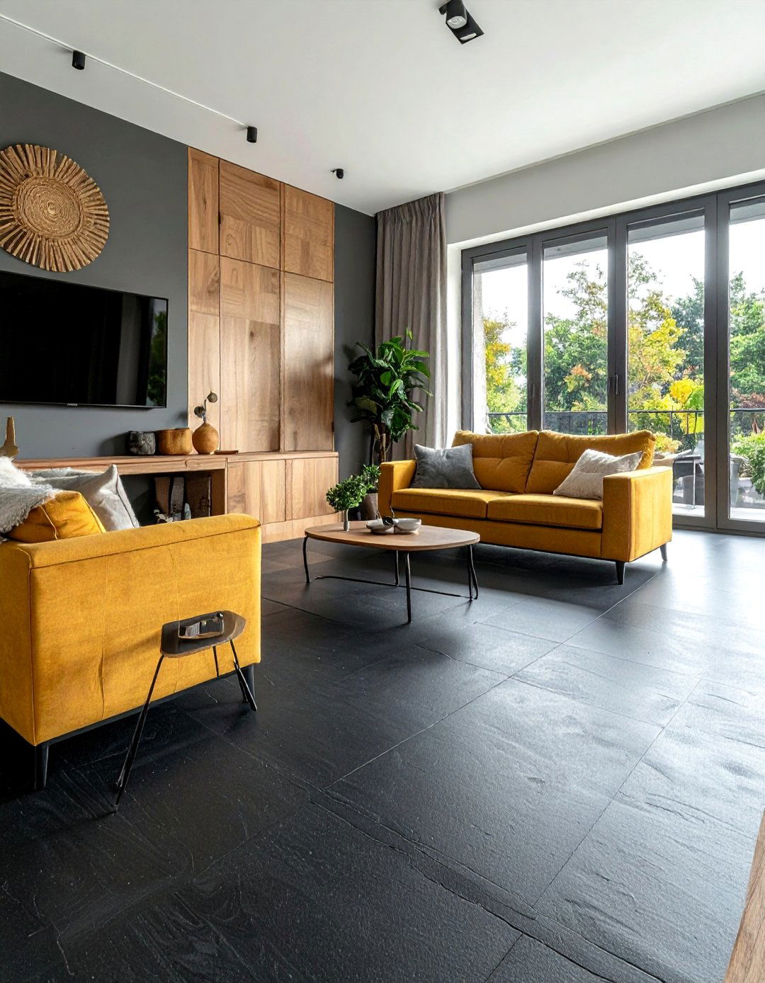 Black Natural Rubber Floor Living Room - 25 Black Floor Living Room Ideas for a Dramatic Look