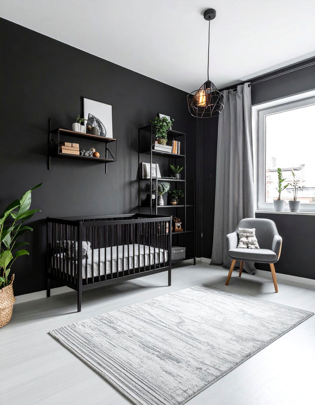 Black Nursery with Industrial Touches - 25 Black Nursery Ideas for a Modern Baby Room