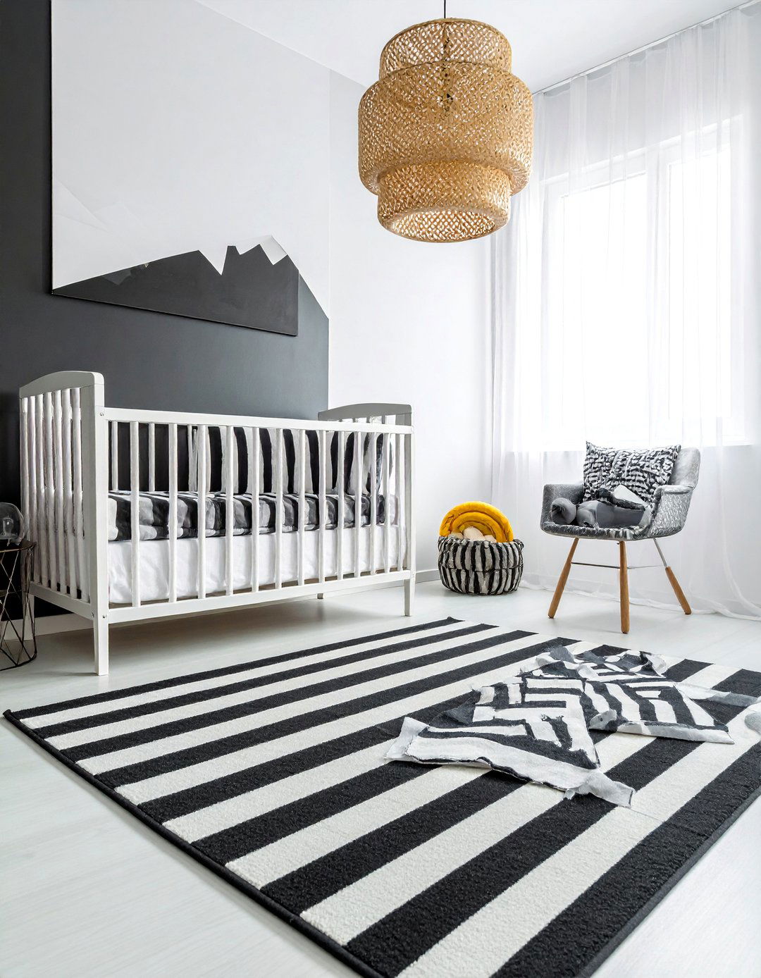 Black Nursery with Striped Patterns - 25 Black Nursery Ideas for a Modern Baby Room