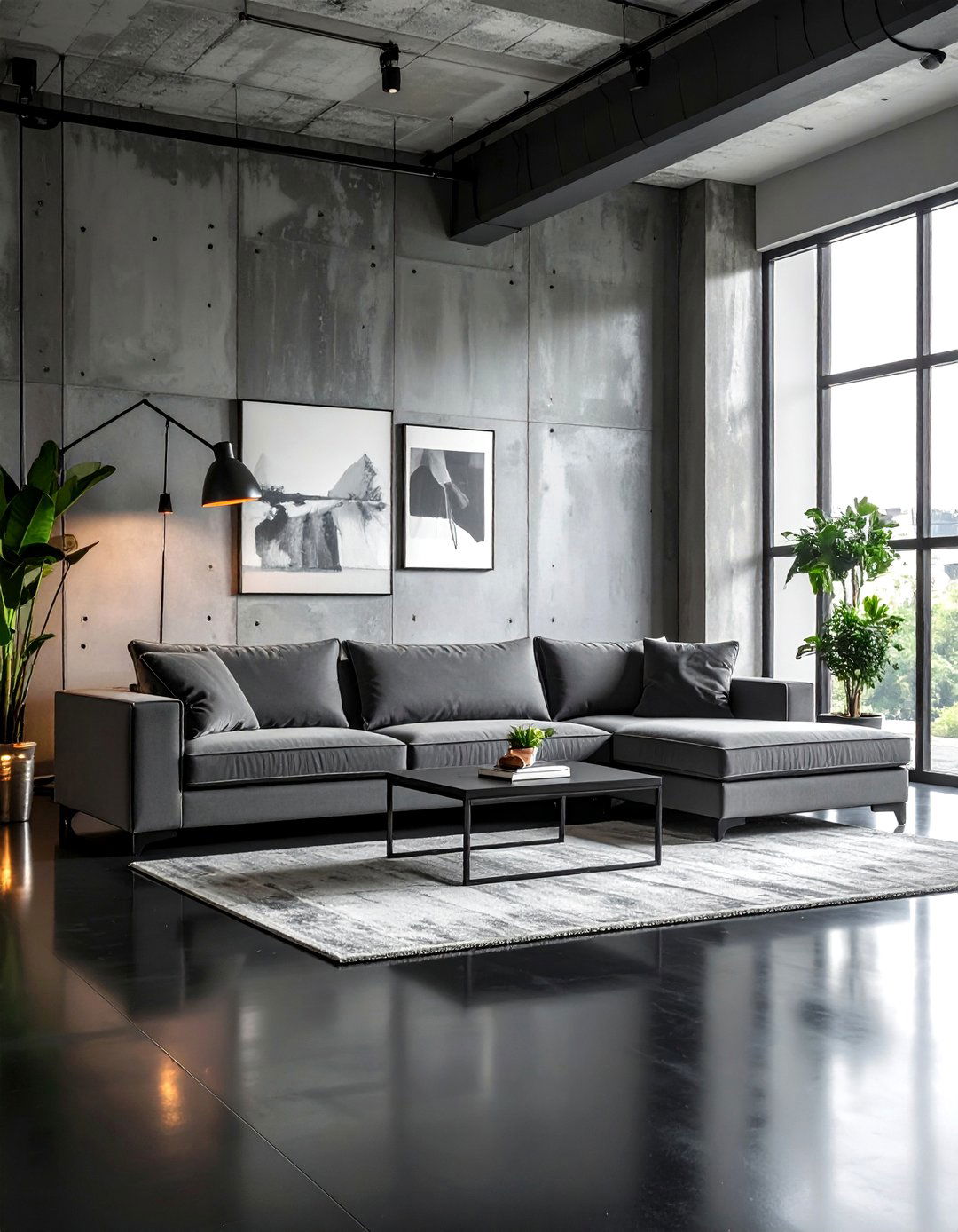 Black Polished Concrete Floor Living Room - 25 Black Floor Living Room Ideas for a Dramatic Look