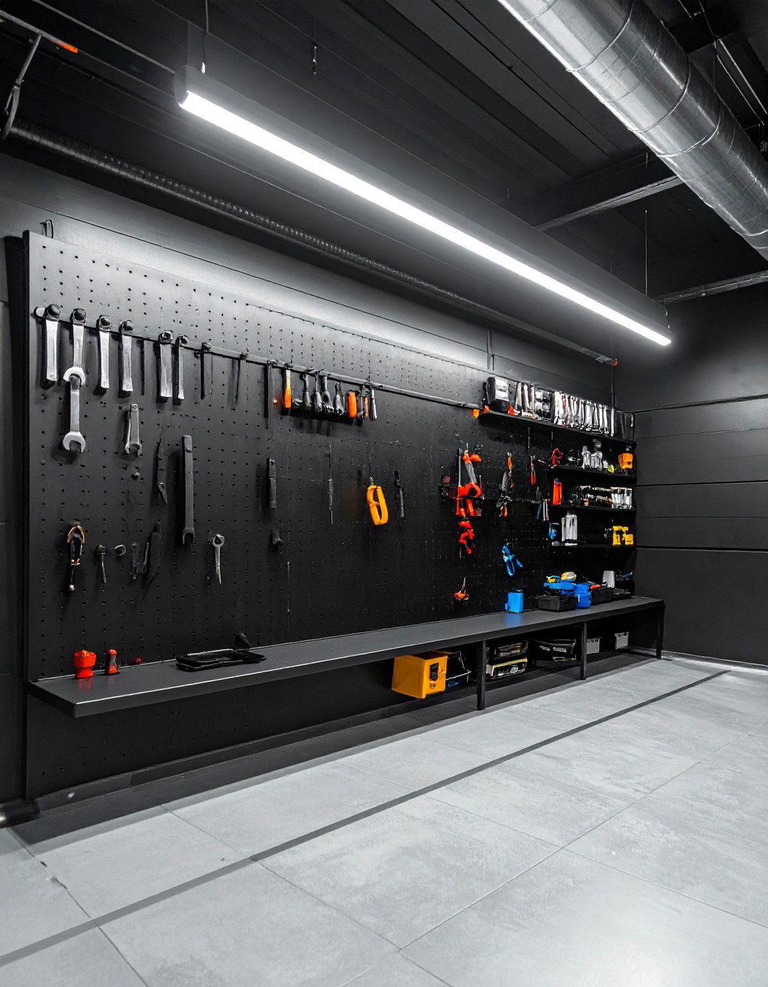 Black Slatwall Garage Organization - 25 Black Garage Ideas for a Stylish Utility Space