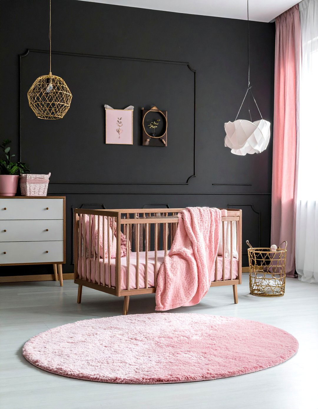 Black and Blush Pink Nursery - 25 Black Nursery Ideas for a Modern Baby Room