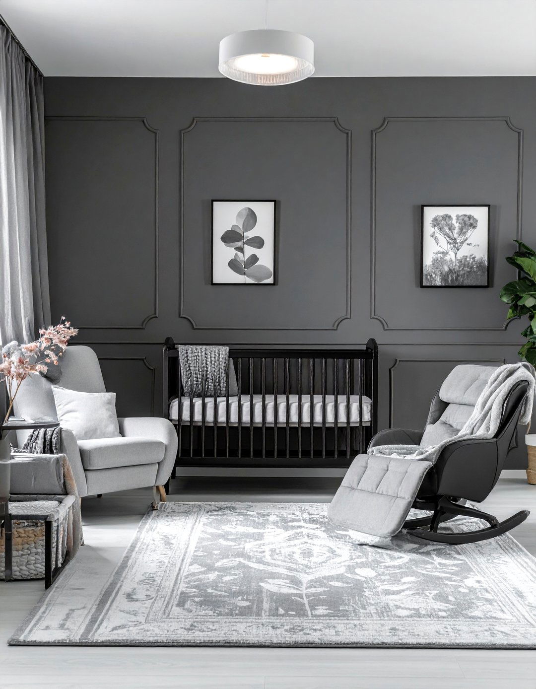 Black and Grey Tonal Nursery - 25 Black Nursery Ideas for a Modern Baby Room