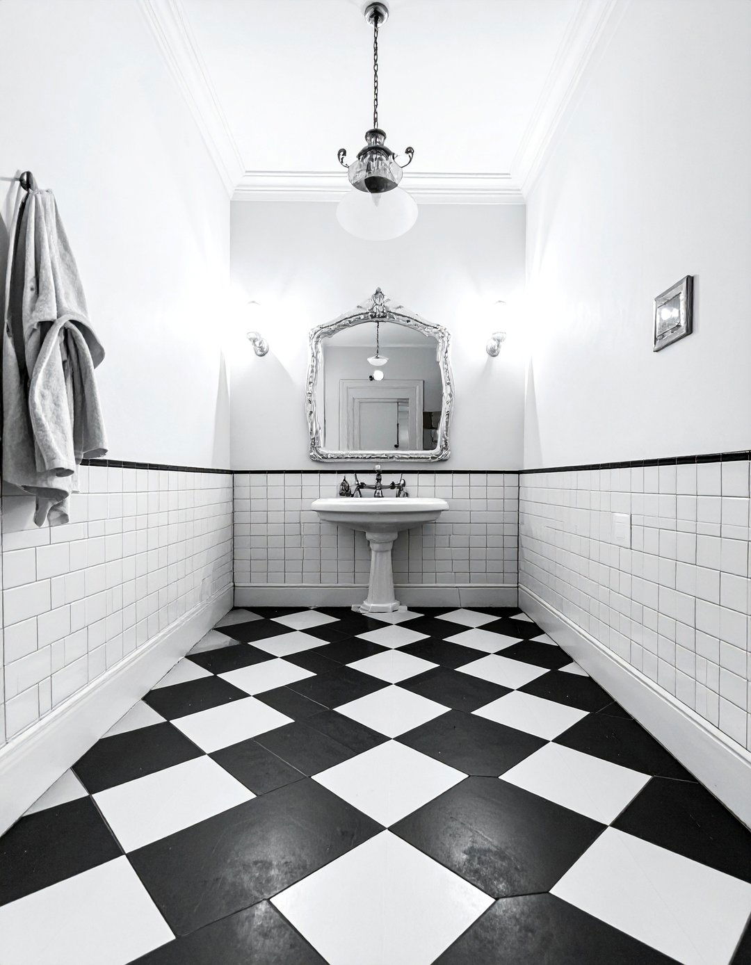 Black and White Checkered Bathroom Floor - 20 Black Floor Bathroom Ideas with White Walls