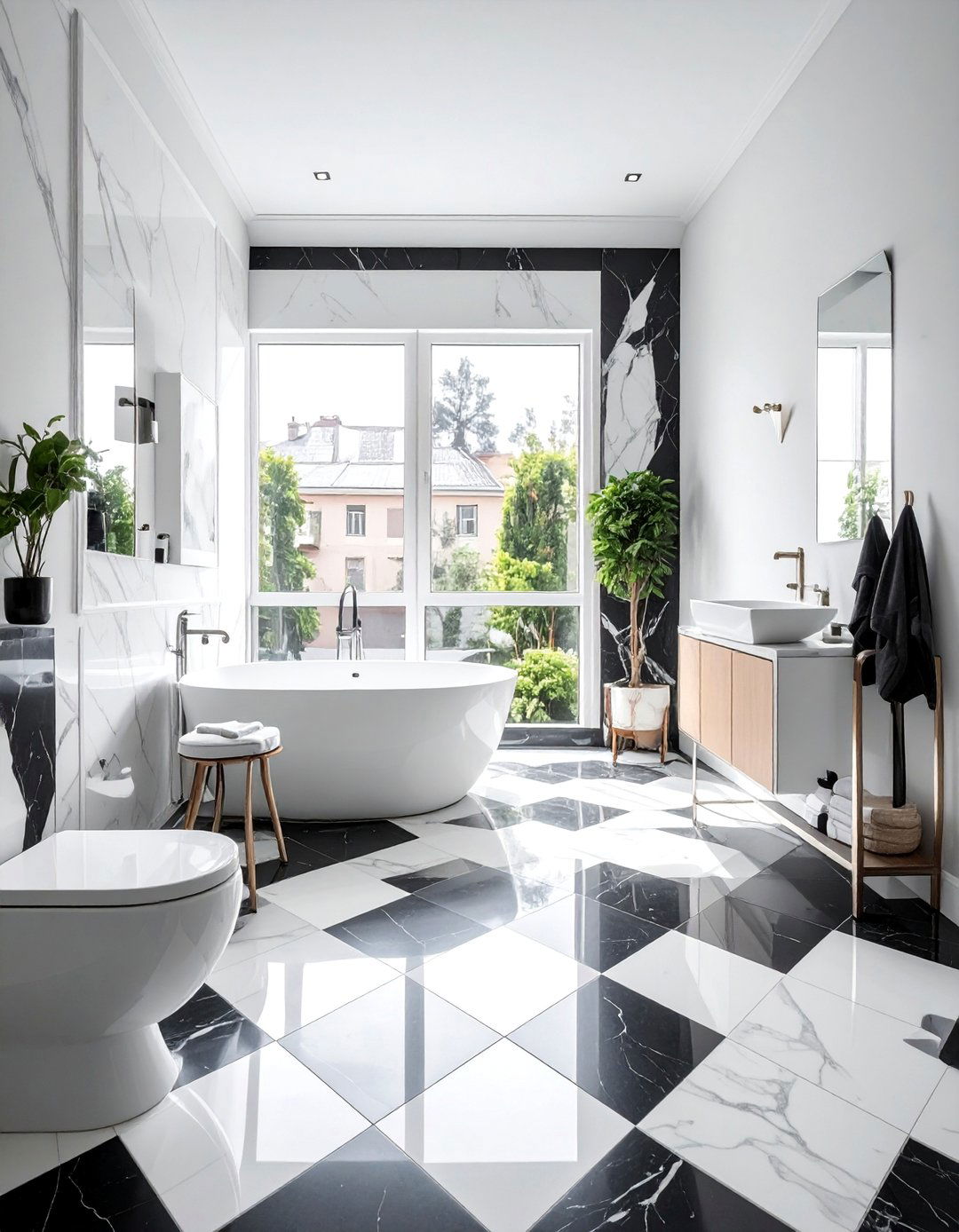 Black and White Marble Contrast - 15 Italian Bathroom Design Ideas for a Luxurious Look