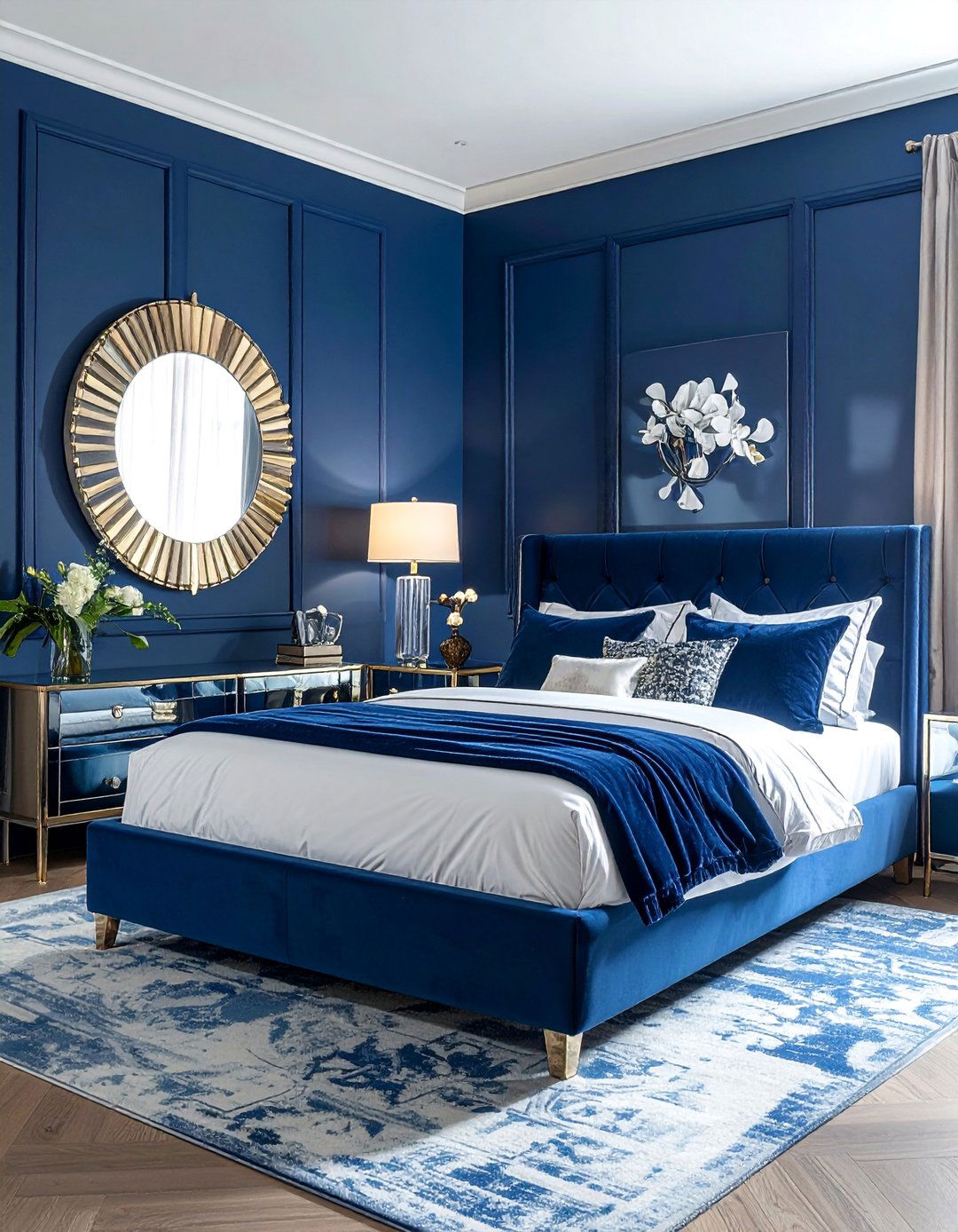 Blue Bedroom with Mirrored Furniture - 25 Luxury Blue Bedroom Ideas for a Serene Retreat
