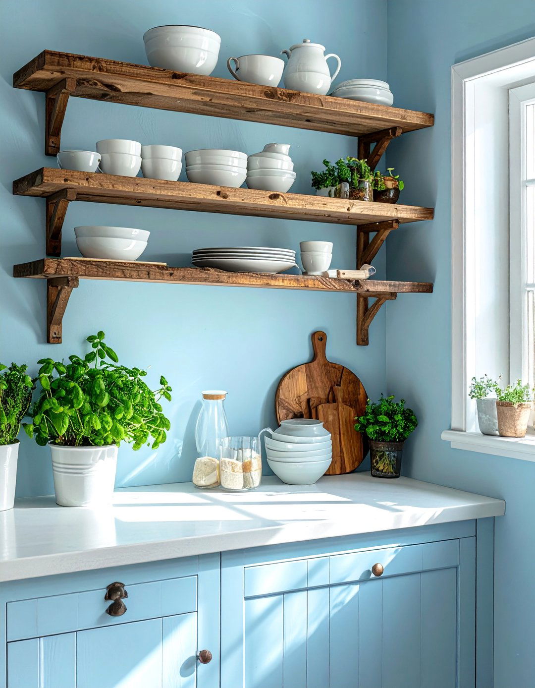 Blue French Country Kitchen with Open Shelving - 15 Blue French Country Kitchen Ideas for a Charming Space