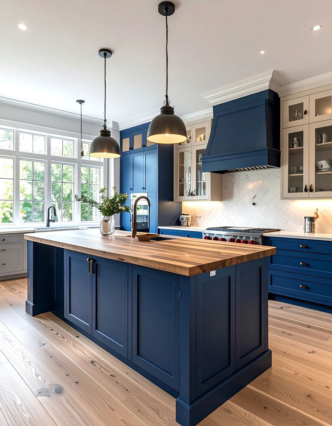 Blue French Country Kitchen with a Central Island - 15 Blue French Country Kitchen Ideas for a Charming Space