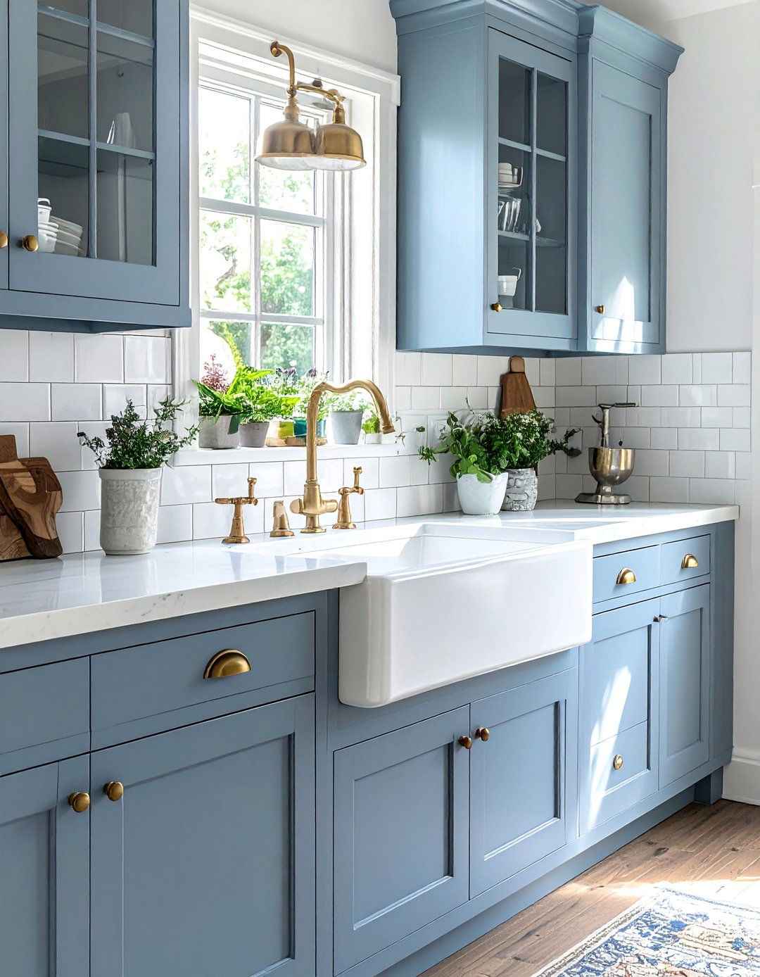 Blue French Country Kitchen with a Farmhouse Sink - 15 Blue French Country Kitchen Ideas for a Charming Space