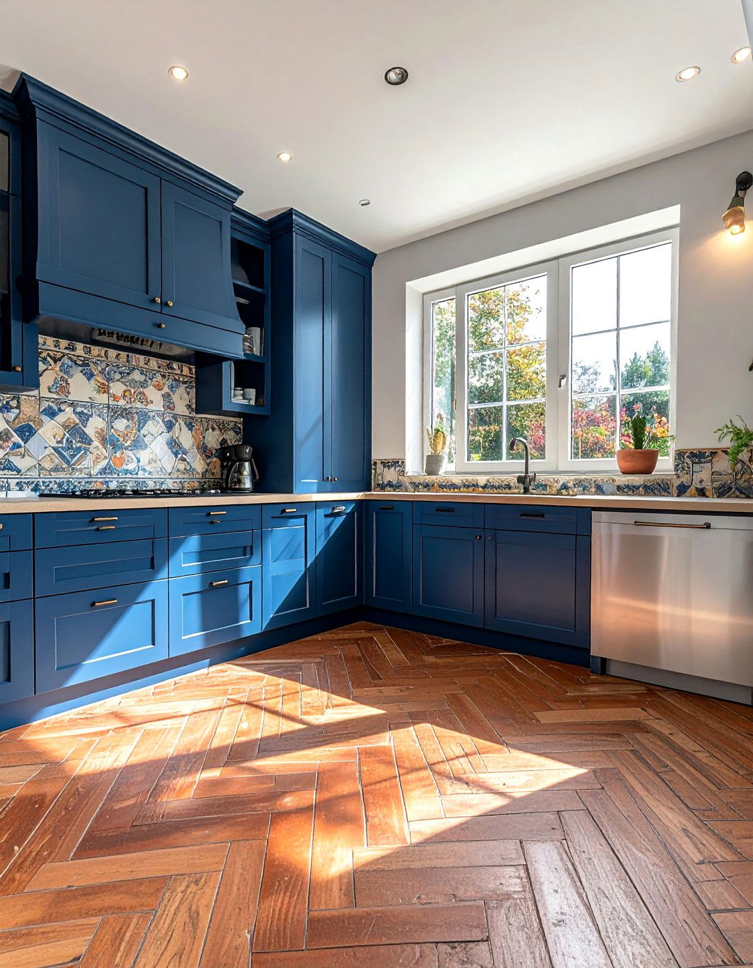 Blue French Country Kitchen with a Stone Floor - 15 Blue French Country Kitchen Ideas for a Charming Space