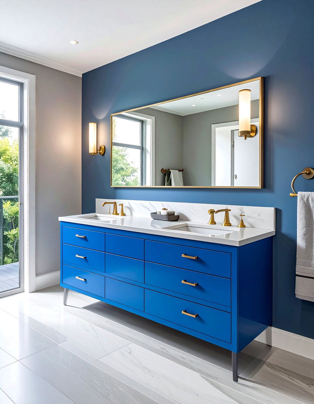 Blue Powder Room with a Painted Vanity - 20 Blue Powder Room Ideas for a Fresh and Serene Space