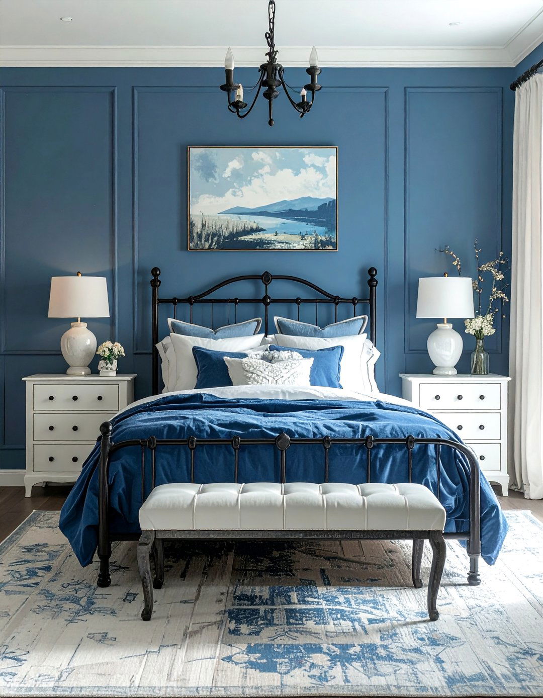 Blue and White Farmhouse Bedroom - 25 Blue and White Bedroom Ideas for a Calm Retreat
