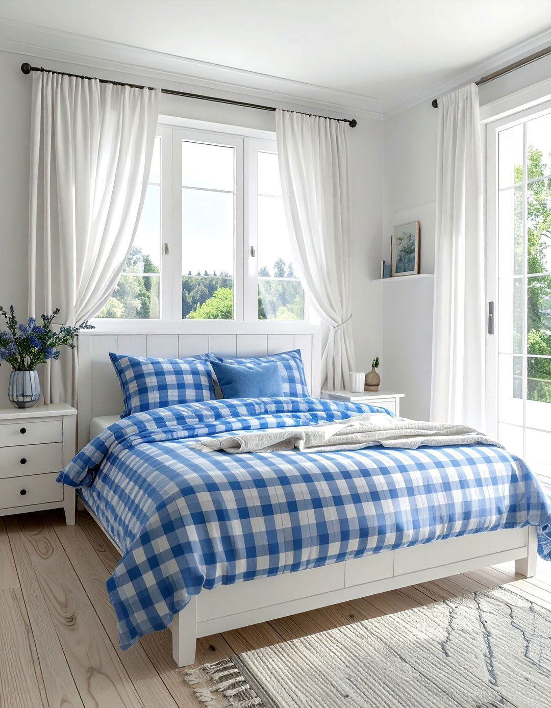 Blue and White Gingham Bedroom - 25 Blue and White Bedroom Ideas for a Calm Retreat