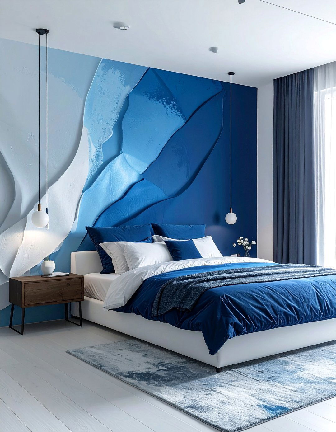Blue and White Ombre Wall Bedroom - 25 Blue and White Bedroom Ideas for a Calm Retreat