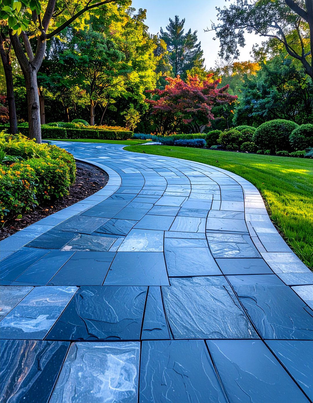 Bluestone Curved Pathways - 25 Curved Walkway Ideas for a Unique Outdoor Space