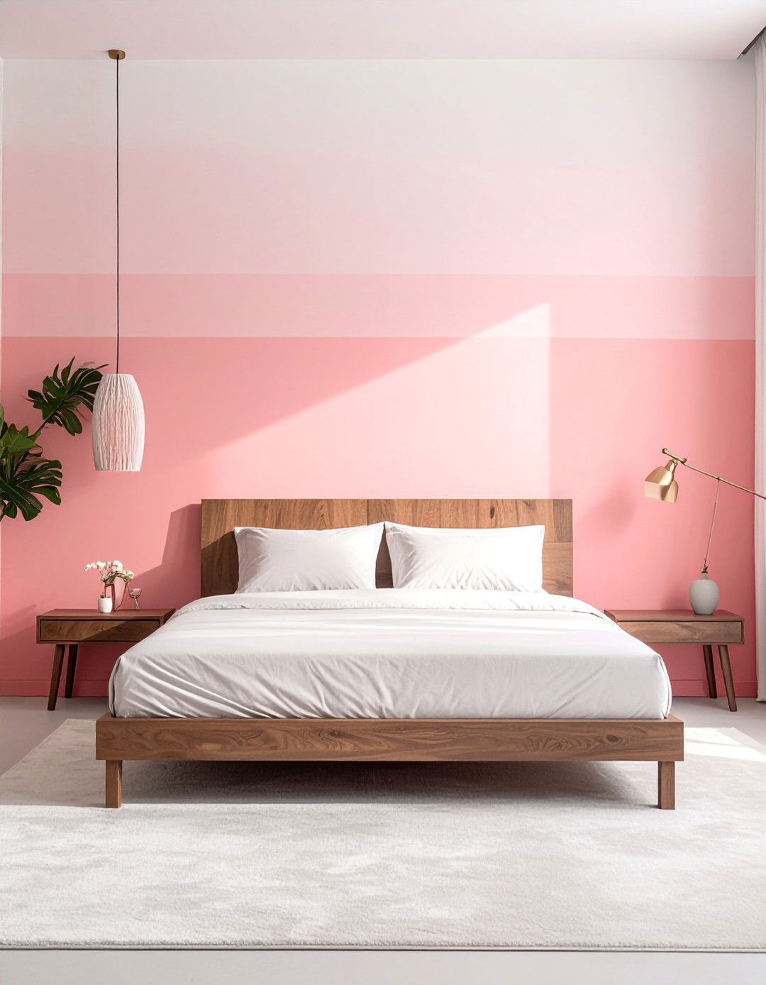 Blush Pink Ombre Wall Effect - 15 Blush Pink Bedroom Ideas for a Soft and Romantic Space