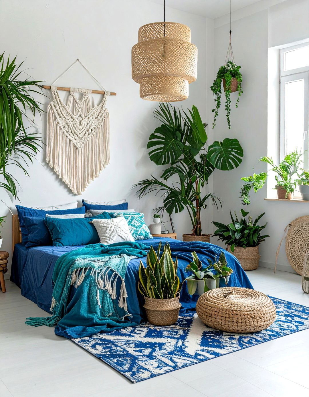 Bohemian Blue and White Bedroom - 25 Blue and White Bedroom Ideas for a Calm Retreat