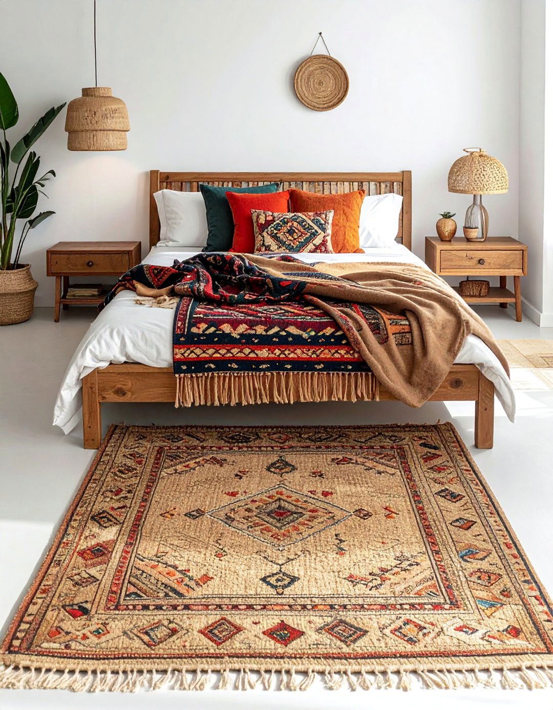 Bohemian Moroccan Bedroom Featuring Layered Rugs - 20 Bohemian Moroccan Bedroom Ideas for a Cozy Retreat