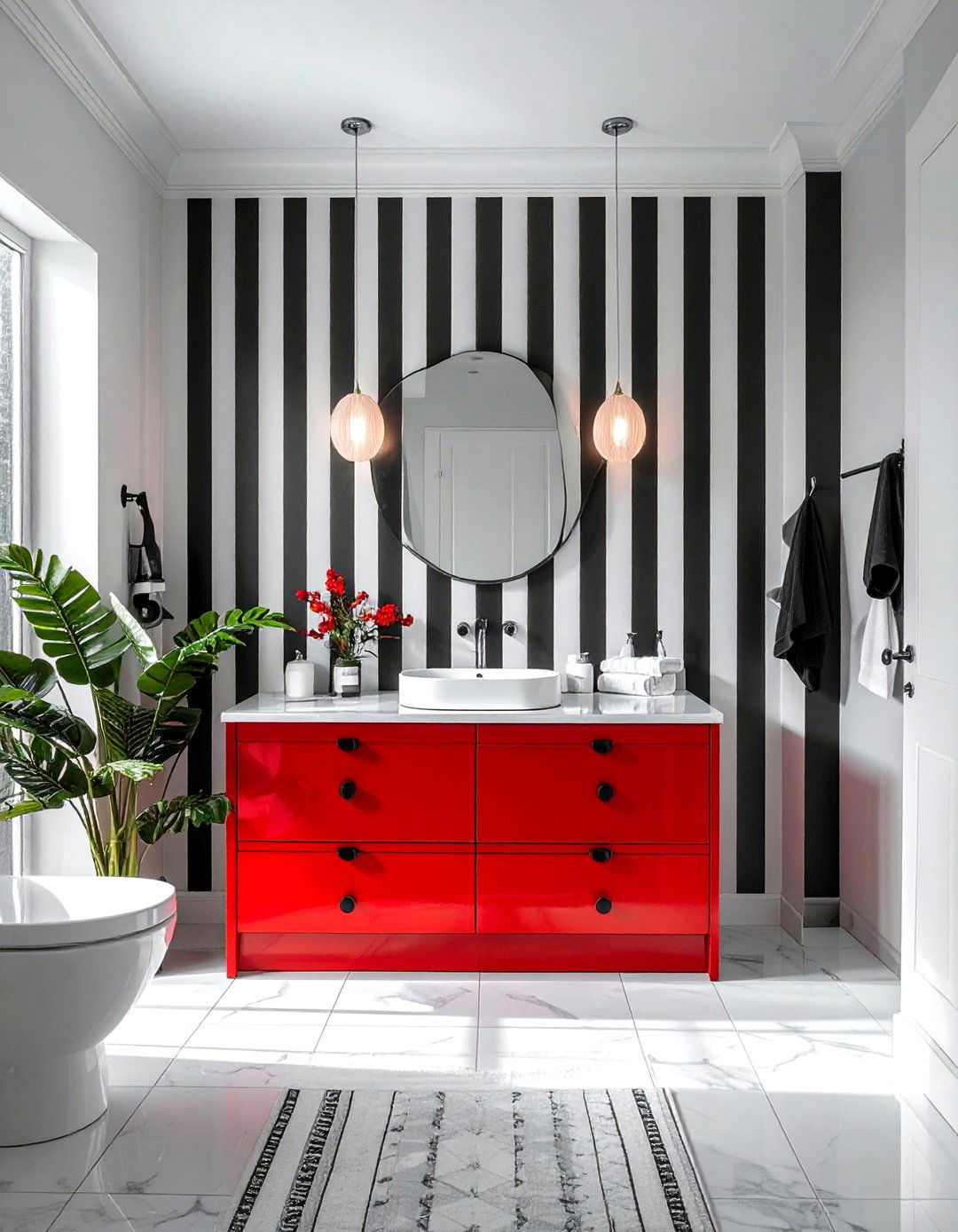 Bold Striped Bathroom Wallpaper - 30 Bathroom Wallpaper Ideas for a Stylish Update