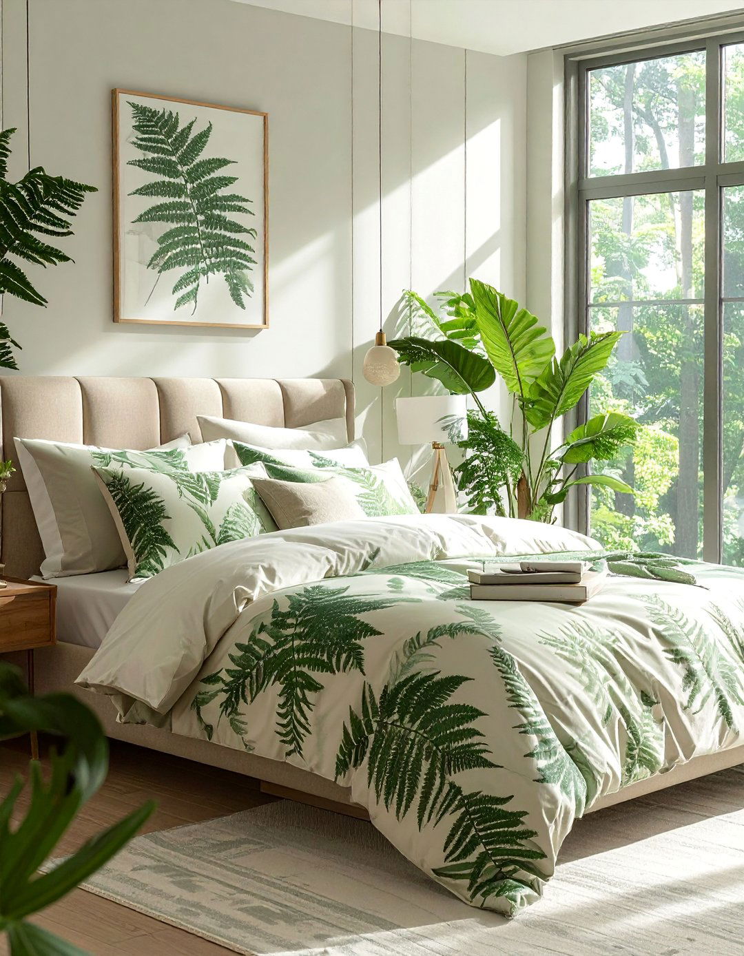 Botanical Print Bedding and Curtains - 20 Forest-Themed Bedroom Ideas for a Nature-Inspired Retreat