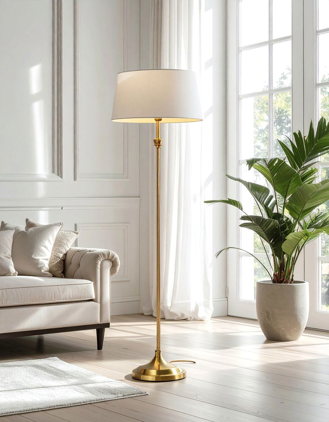 Brass Accent Floor Lamp Ideas - 25 Living Room Floor Lamp Ideas for Stylish Spaces