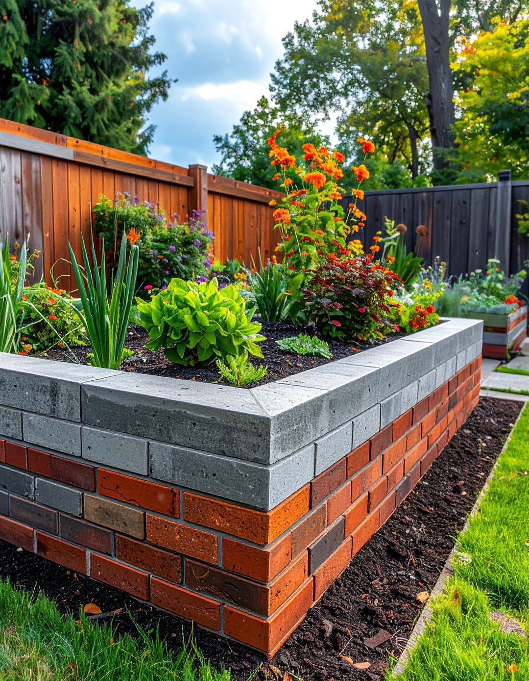 Brick and Block Combinations - 25 Budget-Friendly Raised Garden Bed Ideas for Your Backyard