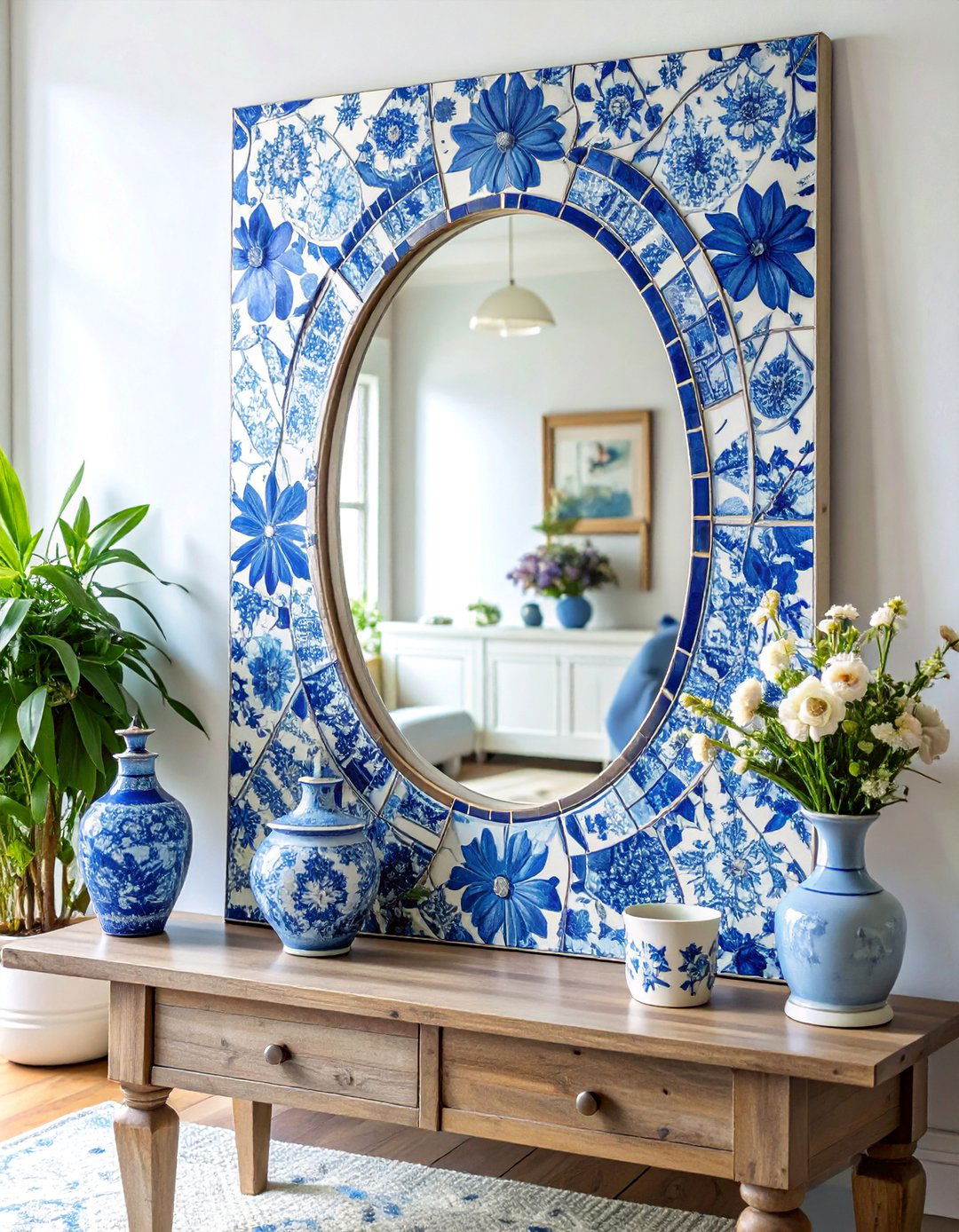 Broken China Mosaic Mirror - 20 Mosaic Mirror Ideas for Unique Home Decor
