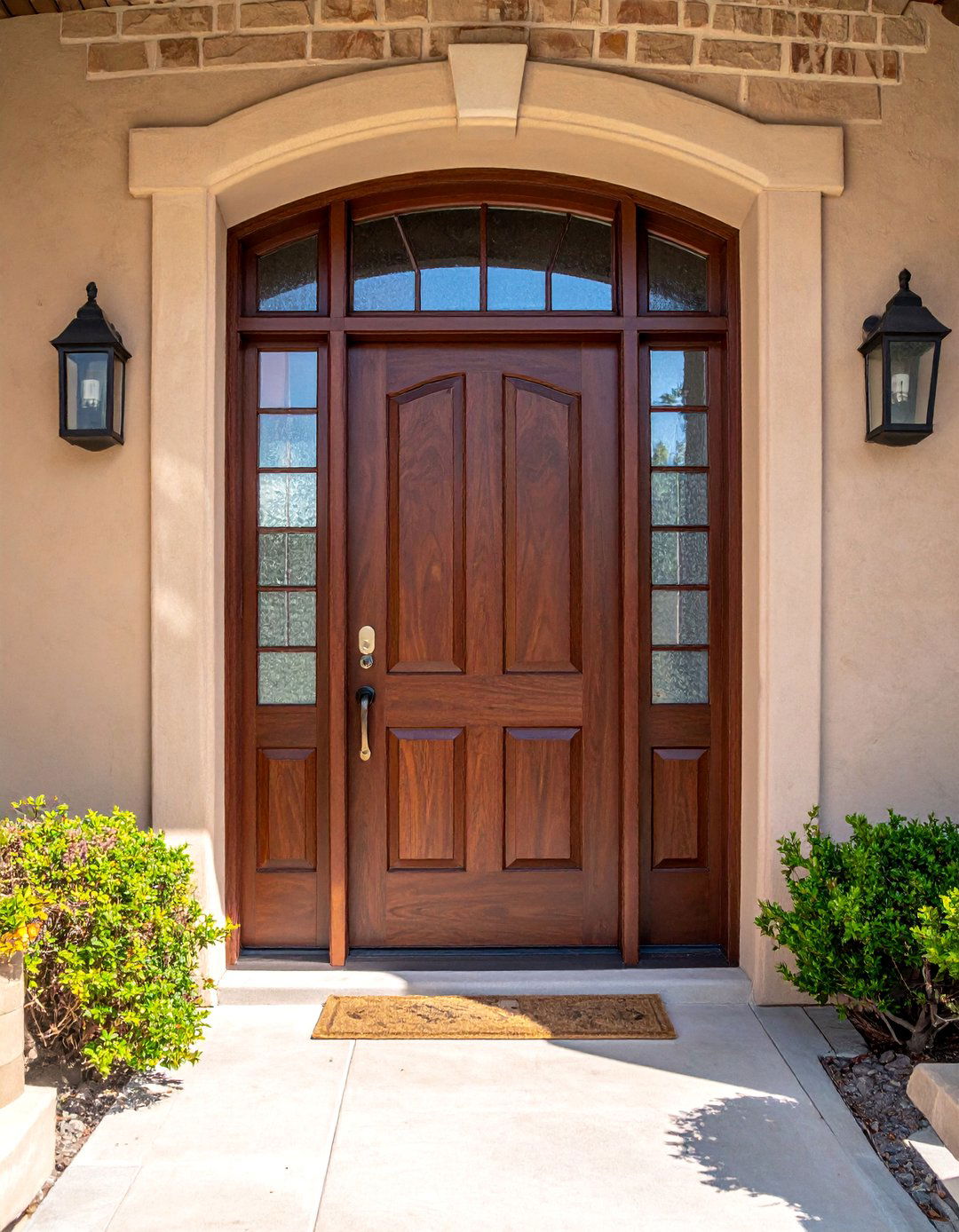 Brown Front Door with Full Length Sidelights - 15 Brown Front Door Ideas to Enhance Your Home's Curb Appeal
