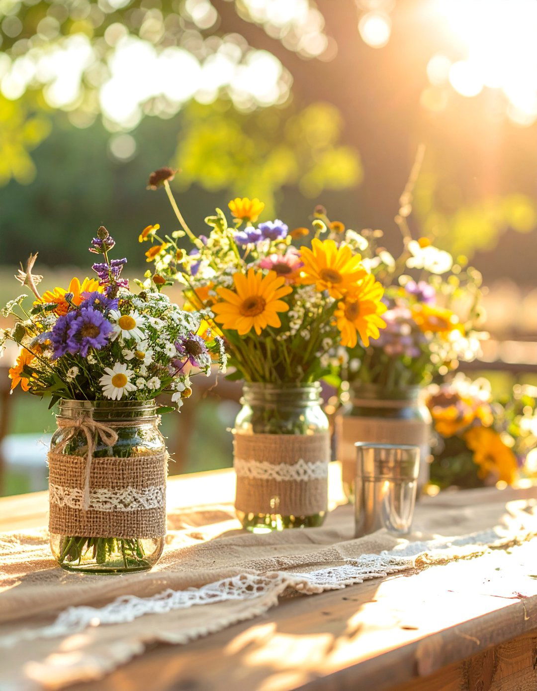 Burlap Accent Centerpieces - 30 Rehearsal Dinner Centerpiece Ideas for a Memorable Event