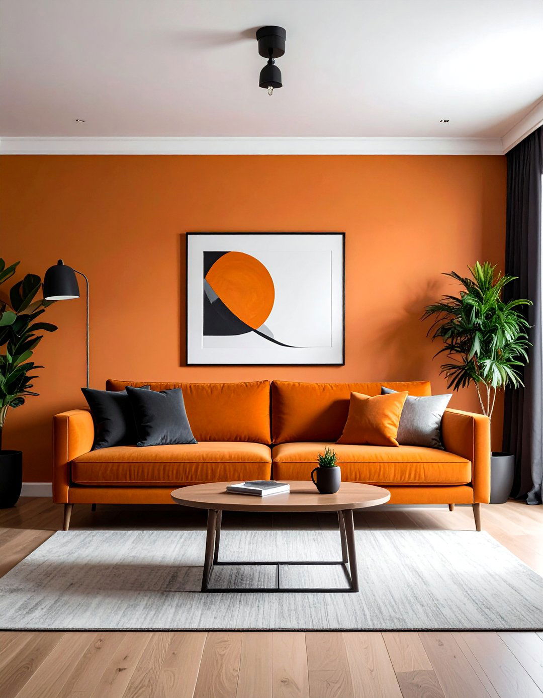 Burnt Orange for a Muted Black and Orange Living Room - 20 Black and Orange Living Room Ideas for Bold Interiors