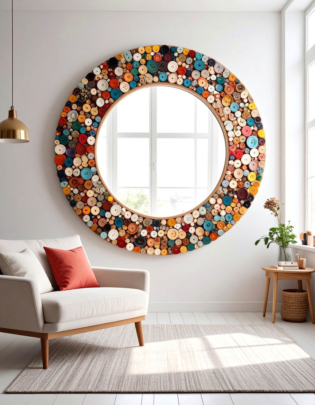 Button Mosaic Mirror - 20 Mosaic Mirror Ideas for Unique Home Decor