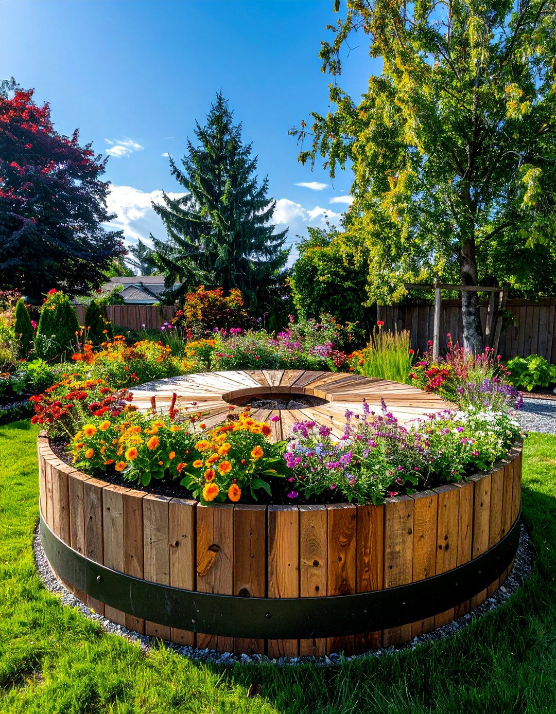 Cable Spool Raised Beds - 25 Budget-Friendly Raised Garden Bed Ideas for Your Backyard