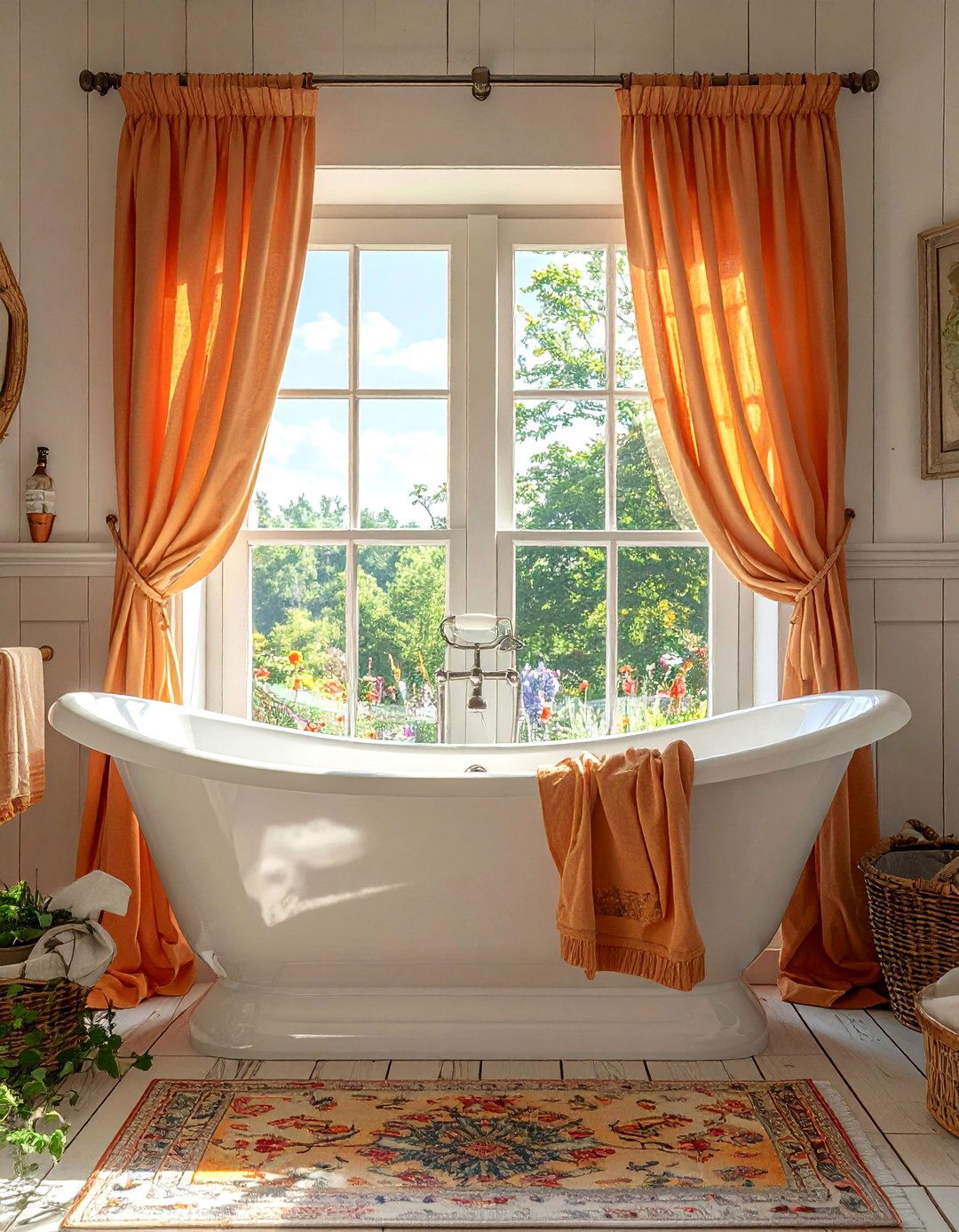 Cafe Curtain Charm - 20 Windows Above Bathtub Ideas for a Relaxing Bath
