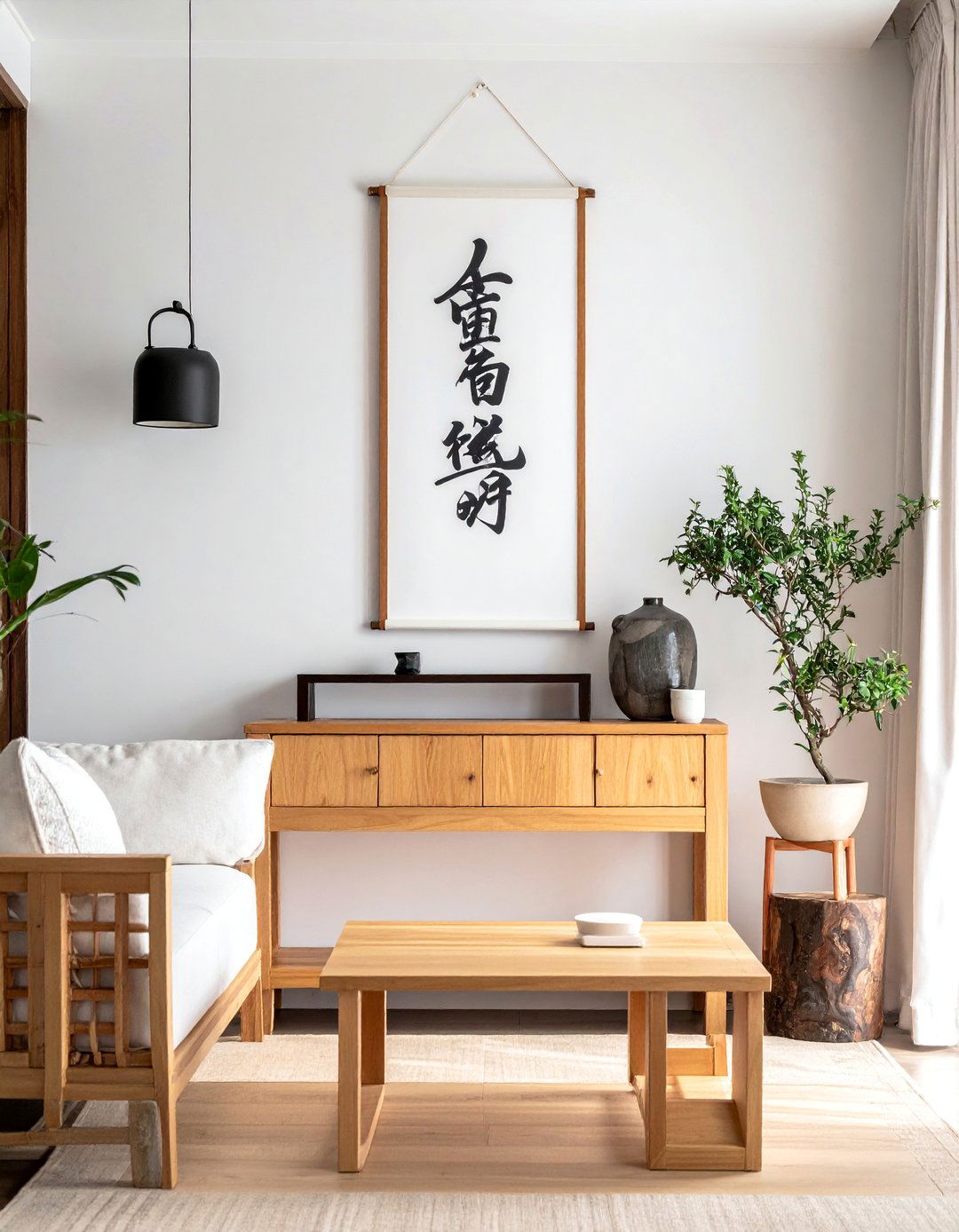 Calligraphy Wall Art - 25 Asian Living Room Ideas for a Zen-Inspired Space