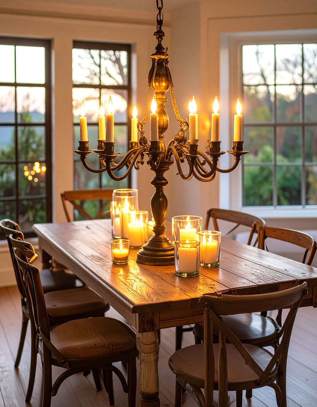 Candlelit Chandelier Romance - 30 Cottagecore Dining Room Ideas for a Cozy and Charming Space