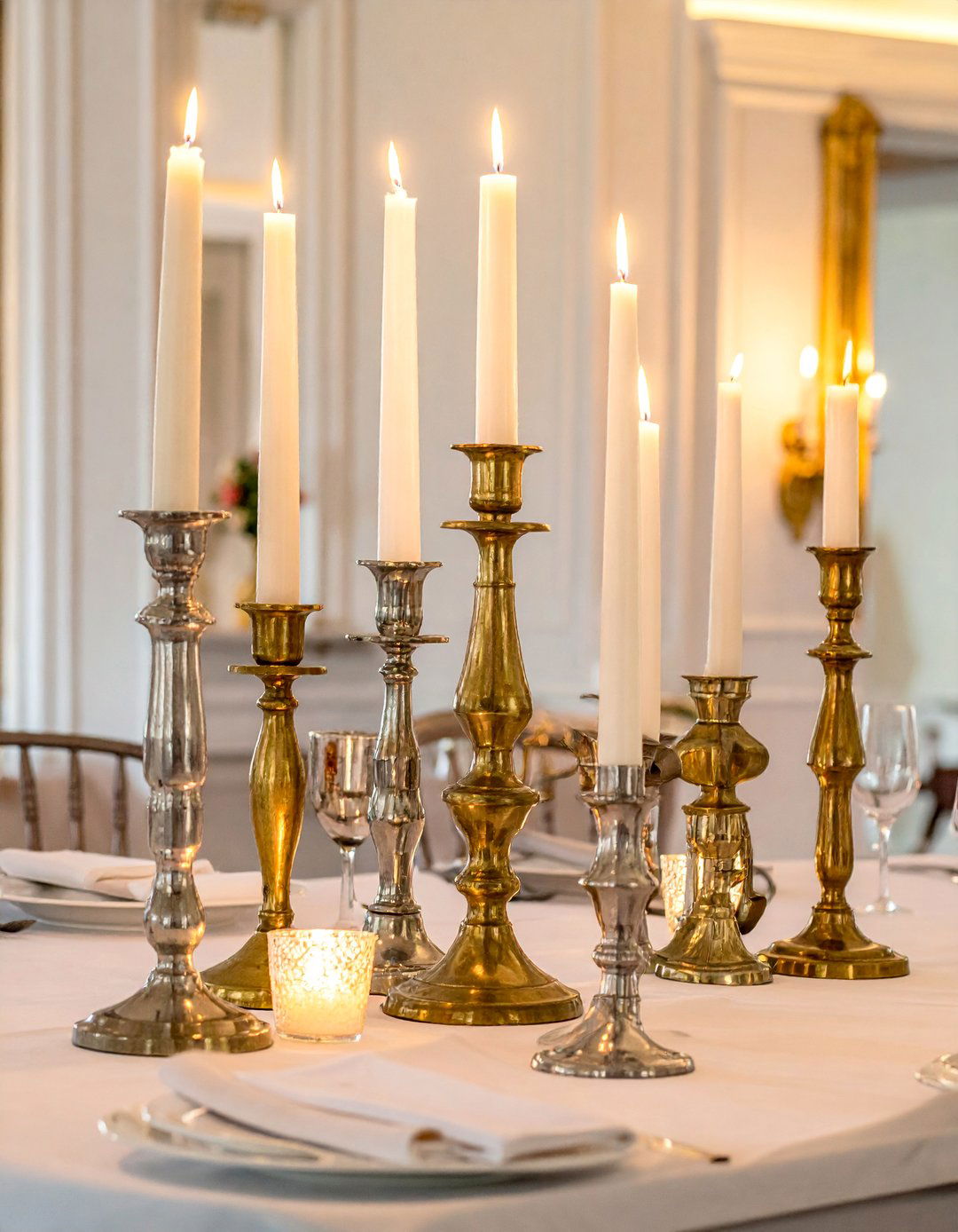 Candlestick Groupings - 30 Rehearsal Dinner Centerpiece Ideas for a Memorable Event