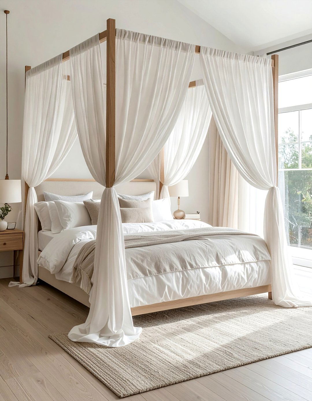 Canopy Bed with Sheer White Curtains - 20 Dreamy Bedroom Design Ideas for a Relaxing Space