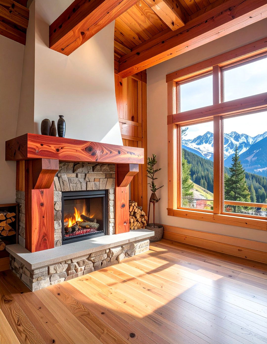 Cedar Beam Mantels - 20 Wood Fireplace Mantel Ideas for a Cozy and Rustic Ambiance