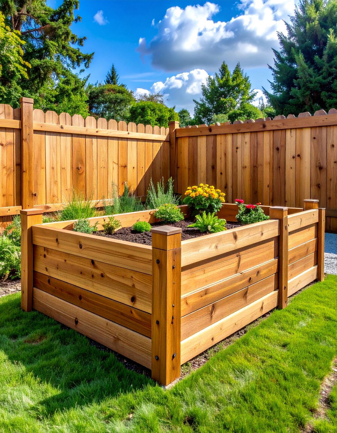 Cedar Fence Picket Beds - 25 Budget-Friendly Raised Garden Bed Ideas for Your Backyard
