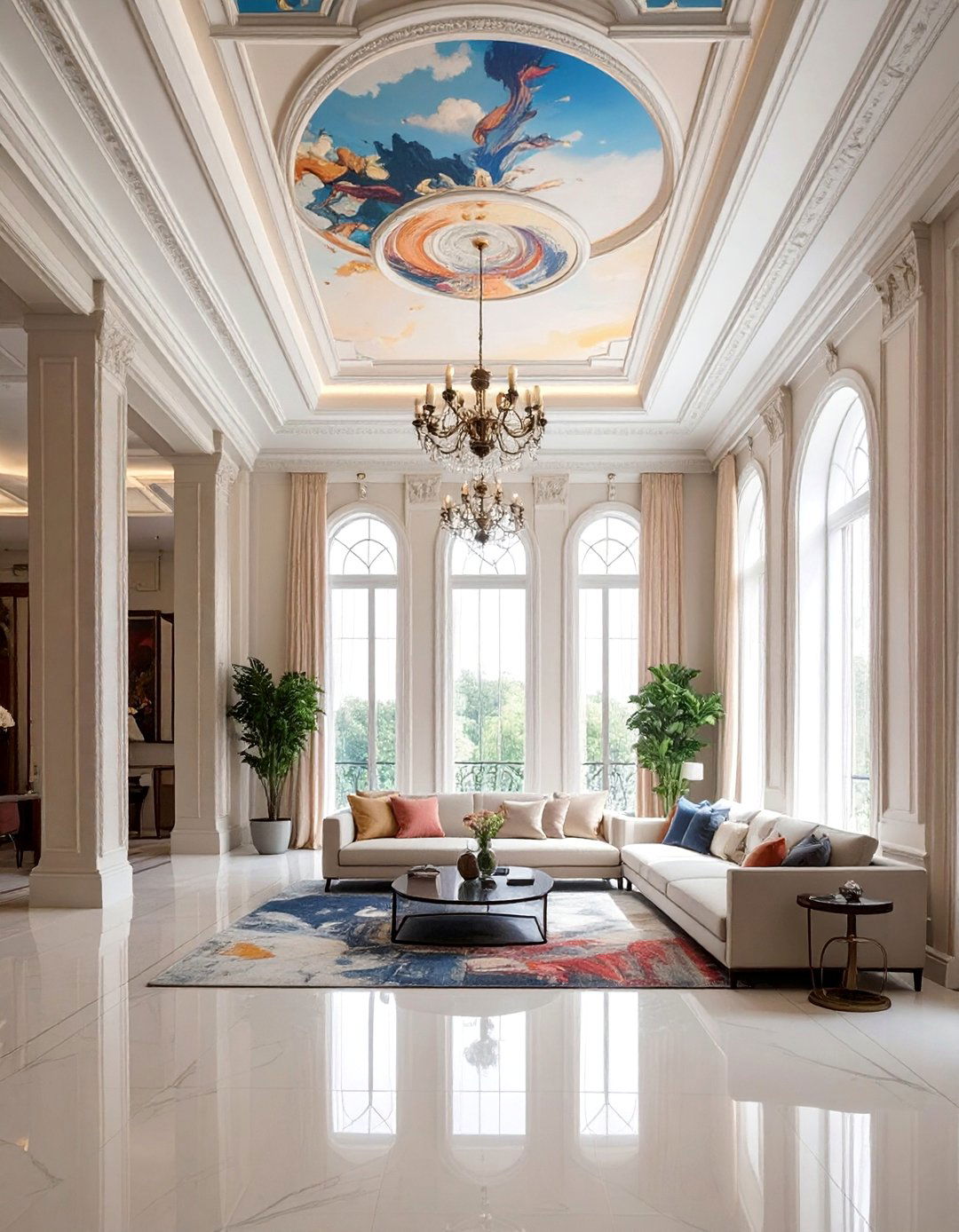 Ceiling Art and Decoration - 25 High Ceiling Living Room Ideas to Maximize Your Space