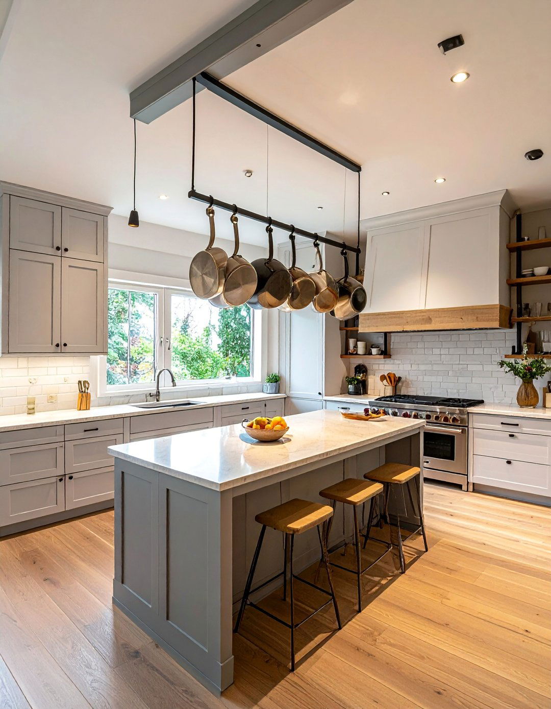 Ceiling Mounted Pot Racks - 40 Small Kitchen Storage Ideas to Maximize Your Space