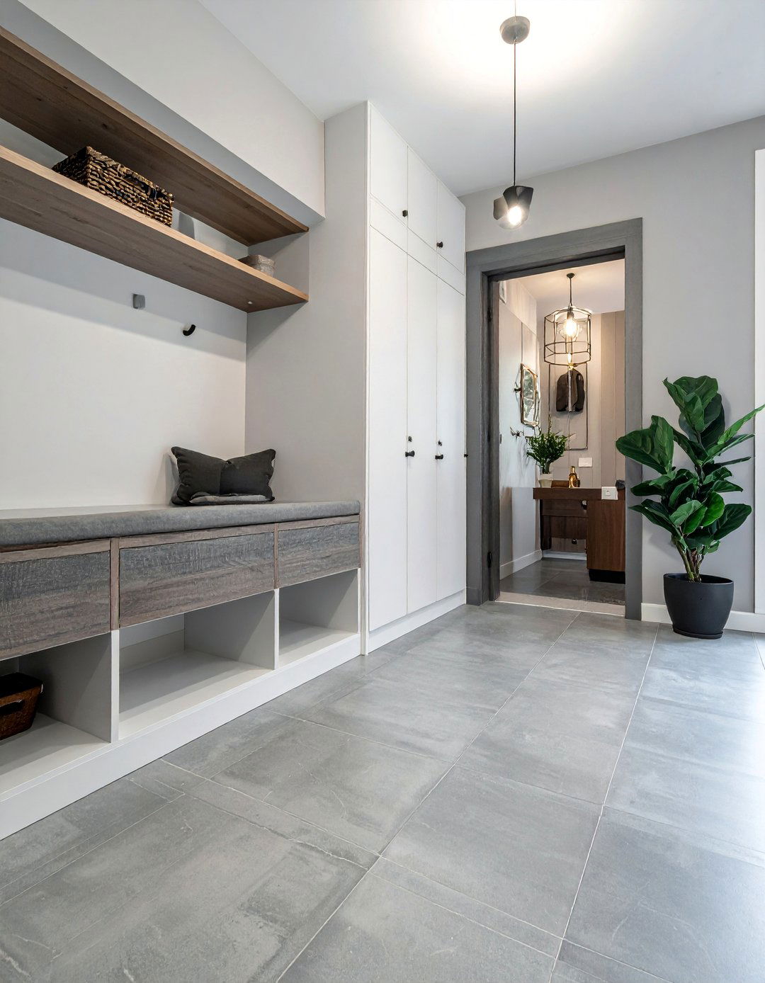 Cement Look Porcelain Tiles - 15 Mudroom Tile Floor Ideas for Durability & Style