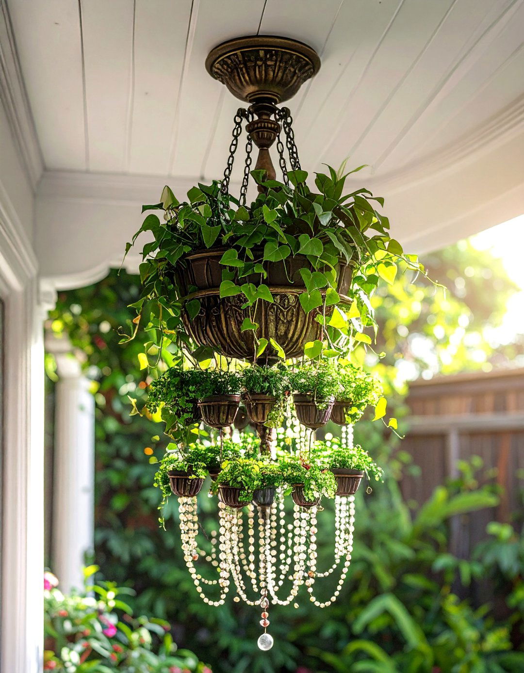 Chandelier Style Hanging Vertical Garden - 40 Vertical Garden Ideas for Small Spaces